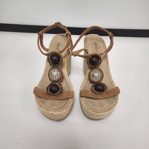 Skemo Embellished Open Toe  Espadrille Woven Wedge Heel Sandal Size 7 - Picture 4 of 12